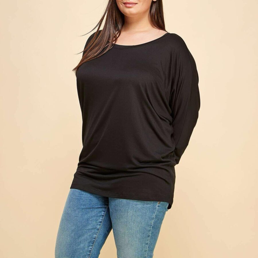 Plus Size Dolman Sleeve Modal Top 2503 Black