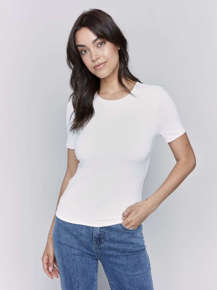 Charlie B Super Stretch Top White C1363spk