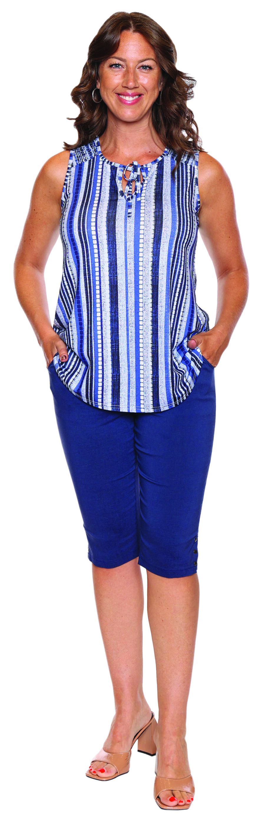 Papa Striped Top Blue T5472