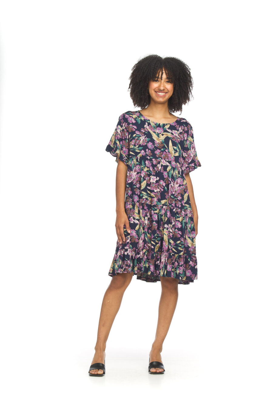 Papillon Floral Tiered Short Sleeve PD-18578 Purple