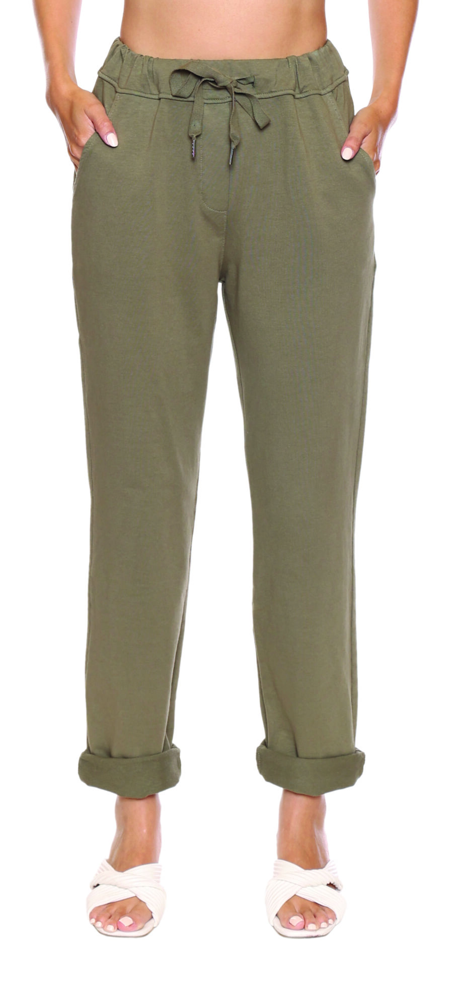 Sorella Cotton Slub Pants Olive L5341