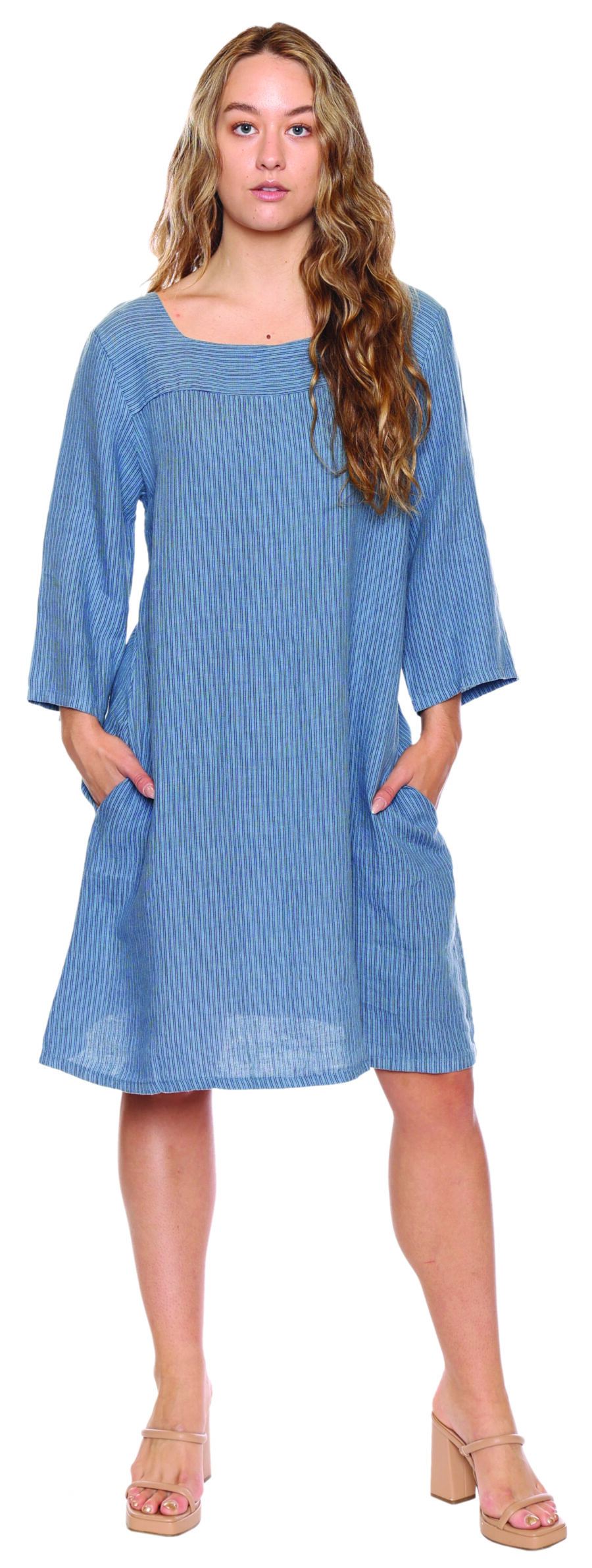 Sorella Linen Dress Denim L5045