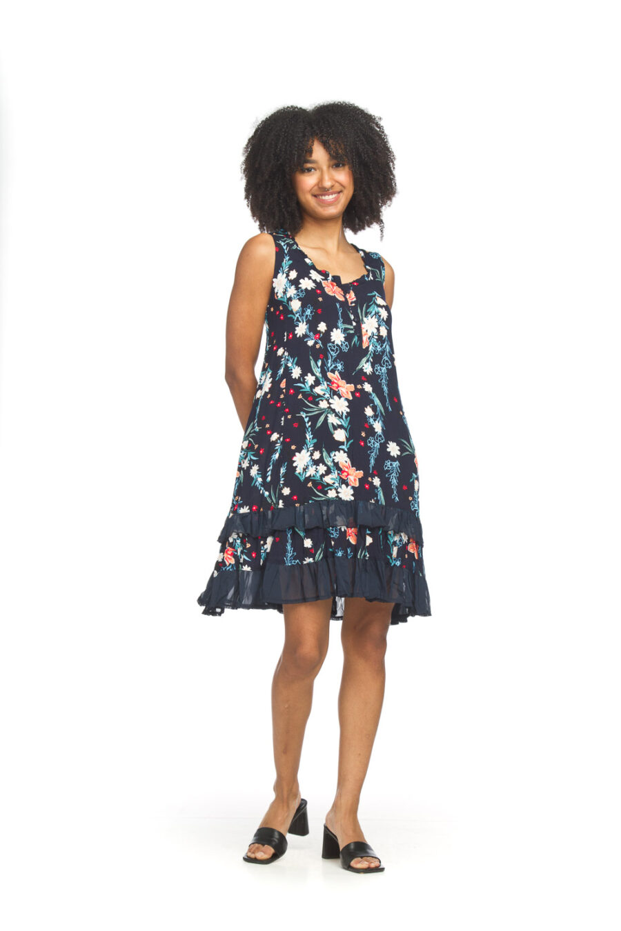 Papillon Floral Crinkle Ruffle Dress PD-18586