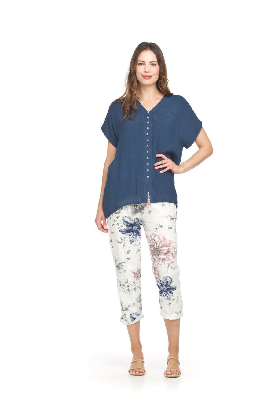 Papillon Button Front Navy PT-18032