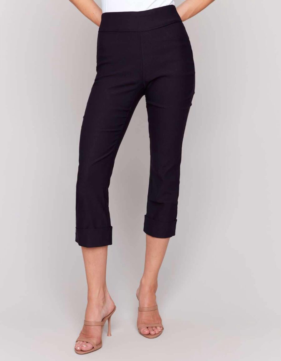 Charlie B Pull On Stretch Pant Black C5259